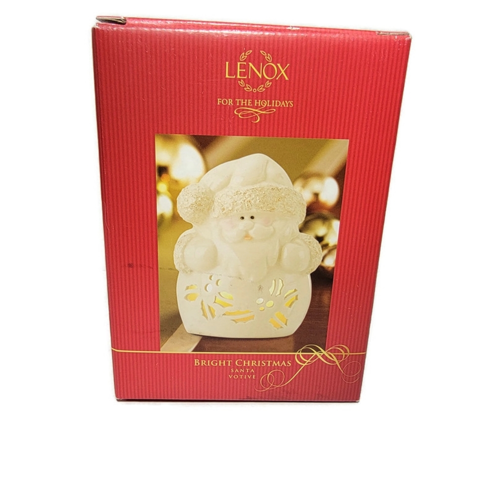 Lenox for the Holiday Bright Christmas Santa Votive 5 1/2 in Tall NIB - Picture 6 of 10